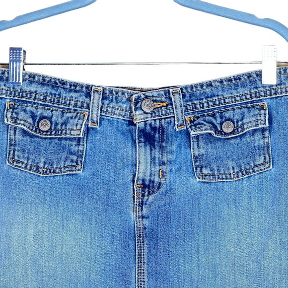 Ralph Lauren Polo Jeans Co. Flap Pocket Denim Fly Front Mini Skirt Size 8 - Picture 2 of 11